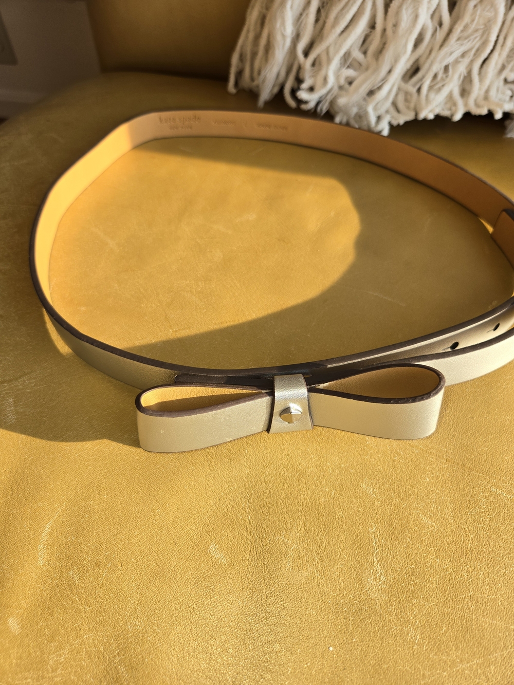 Kate Spade Silver Leather Bow Belt